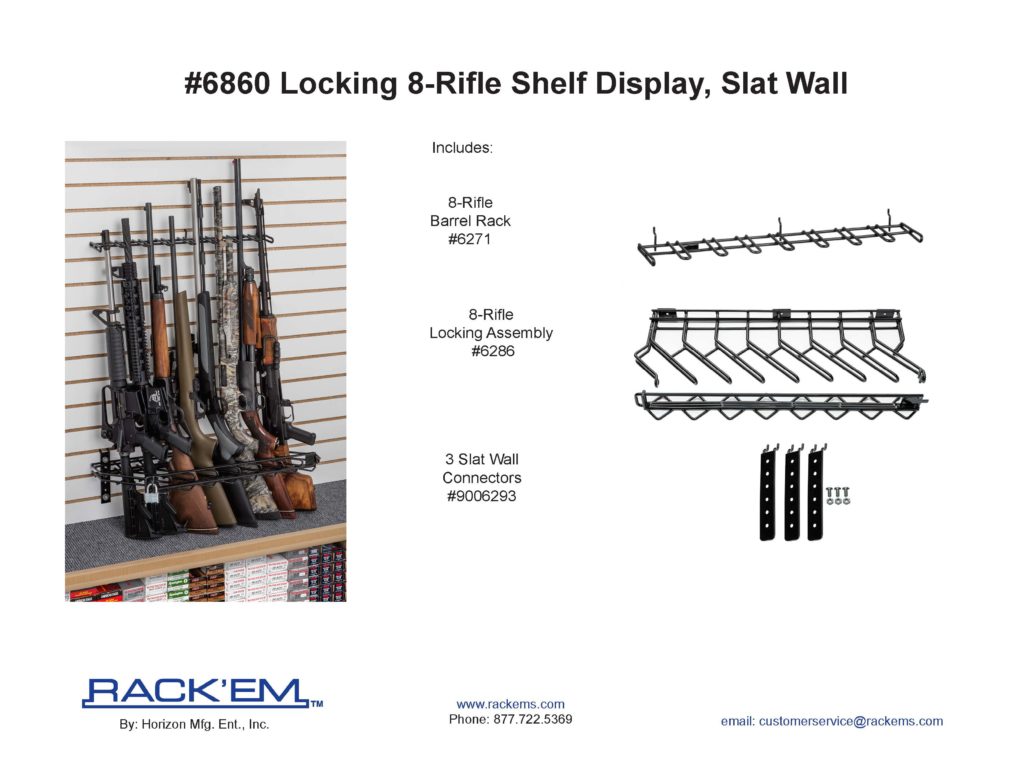 Rifle Slat Wall Peg Board Locking Shelf Display Sku Rack