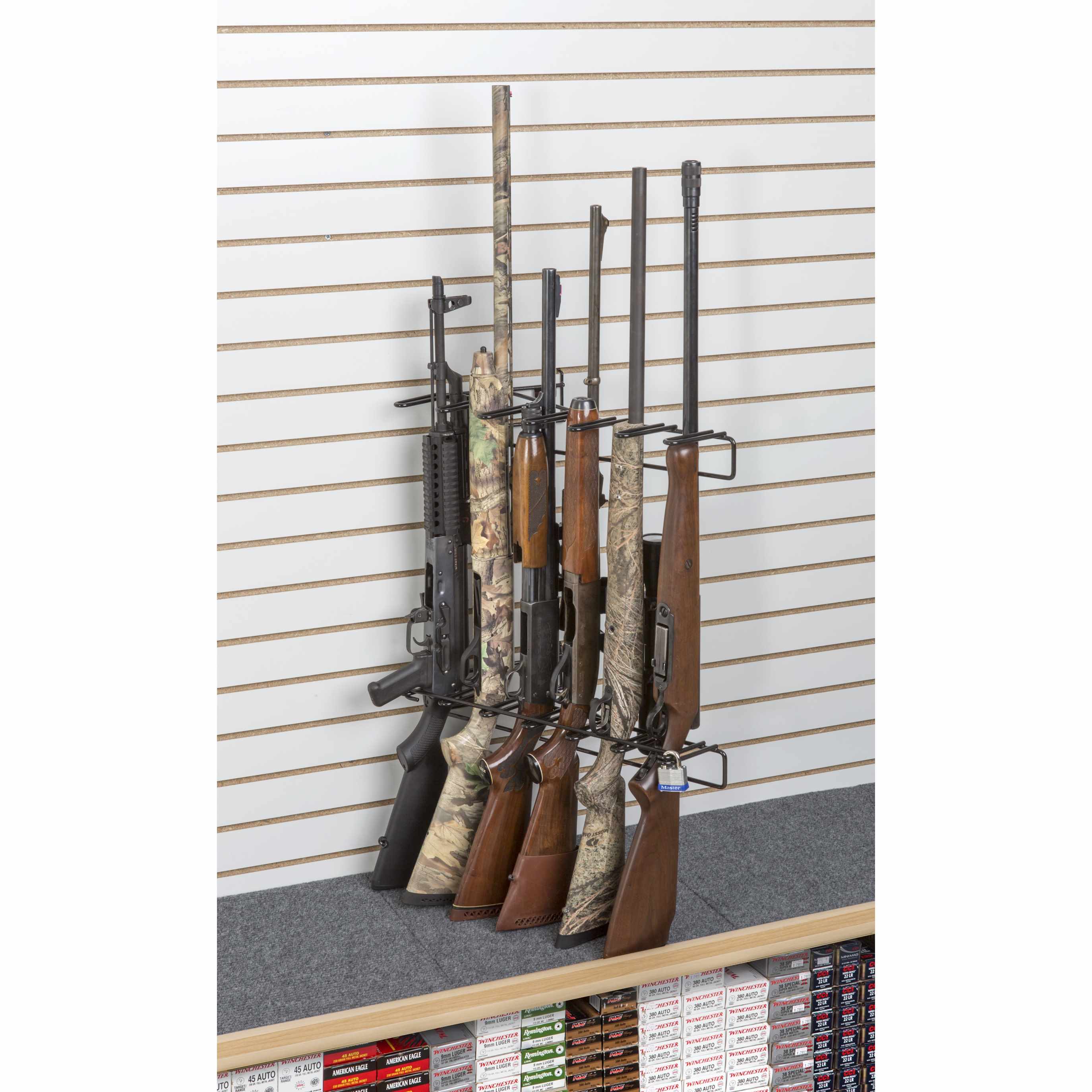 Rifle racks, shotgun racks & pistol rack for home closets. 