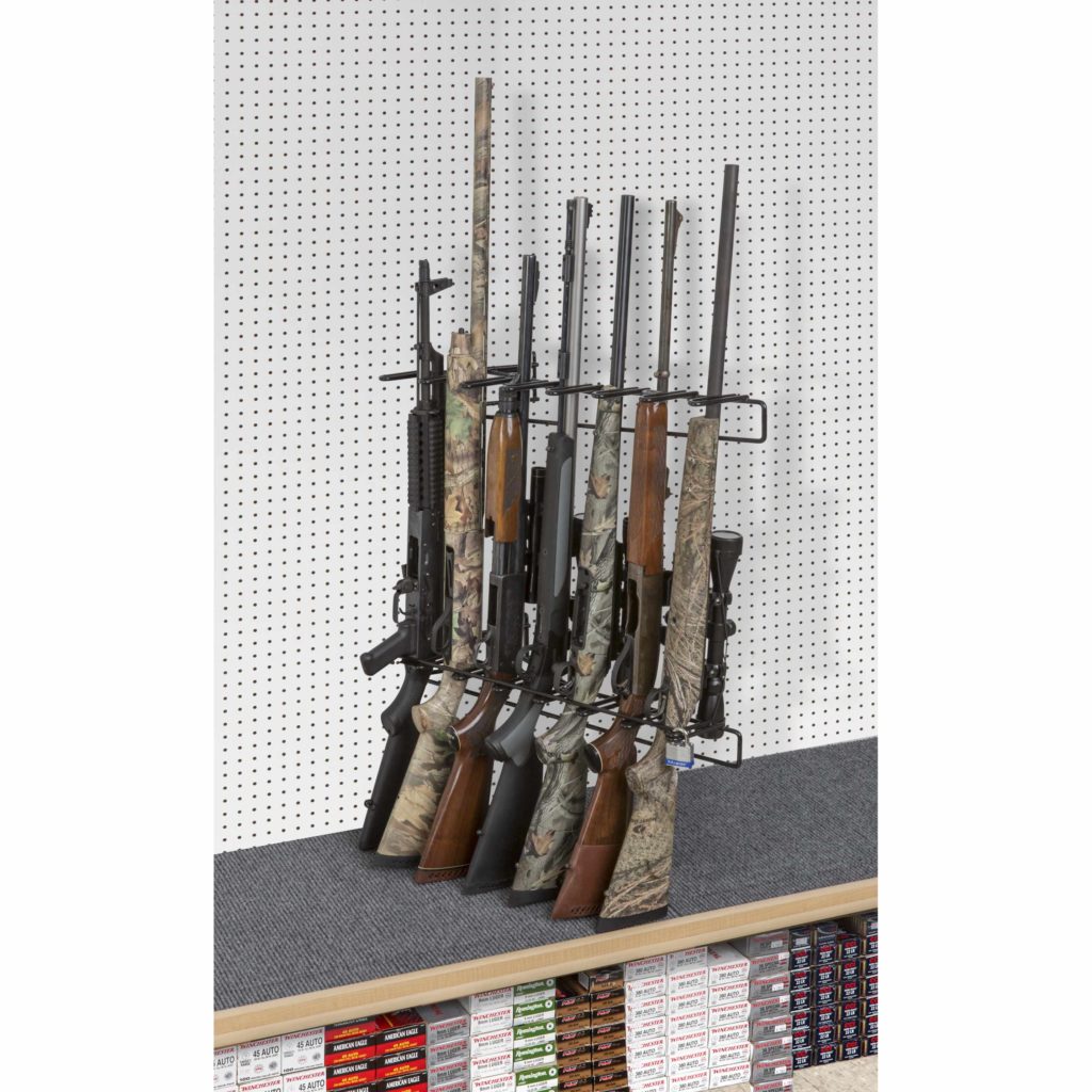 1’ 7 Rifle Locking Leans Right Display Peg Board – RACK'EM RACKS