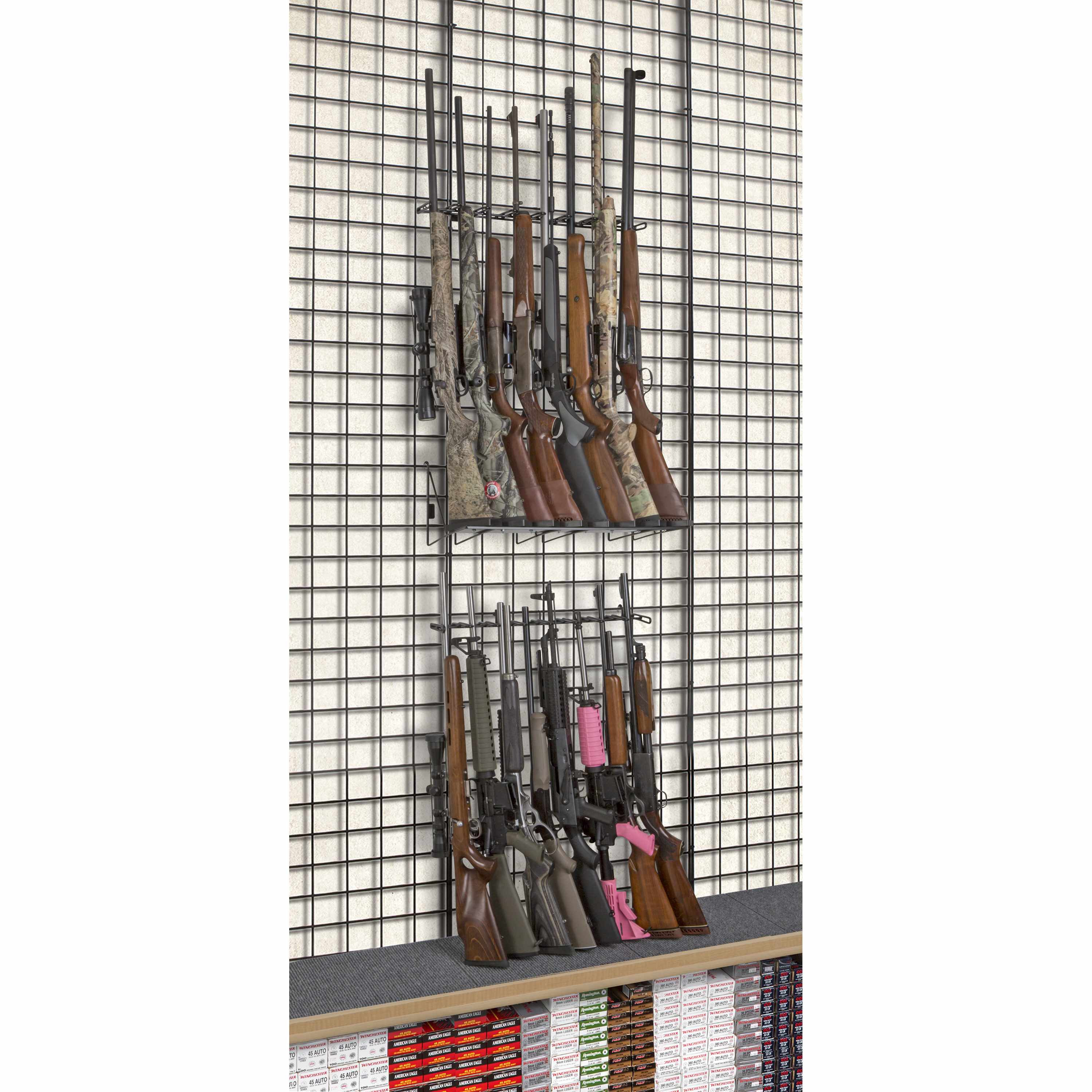 2’ 16 Rifle Double Decker Display Grid Wall (SKU: 6681) – RACK'EM RACKS