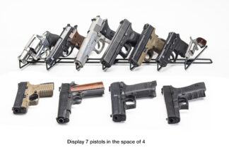 7 Pistol Display, Rod in the Barrel Pistol Display. (SKU: 6063-22 cal) 6 pc set