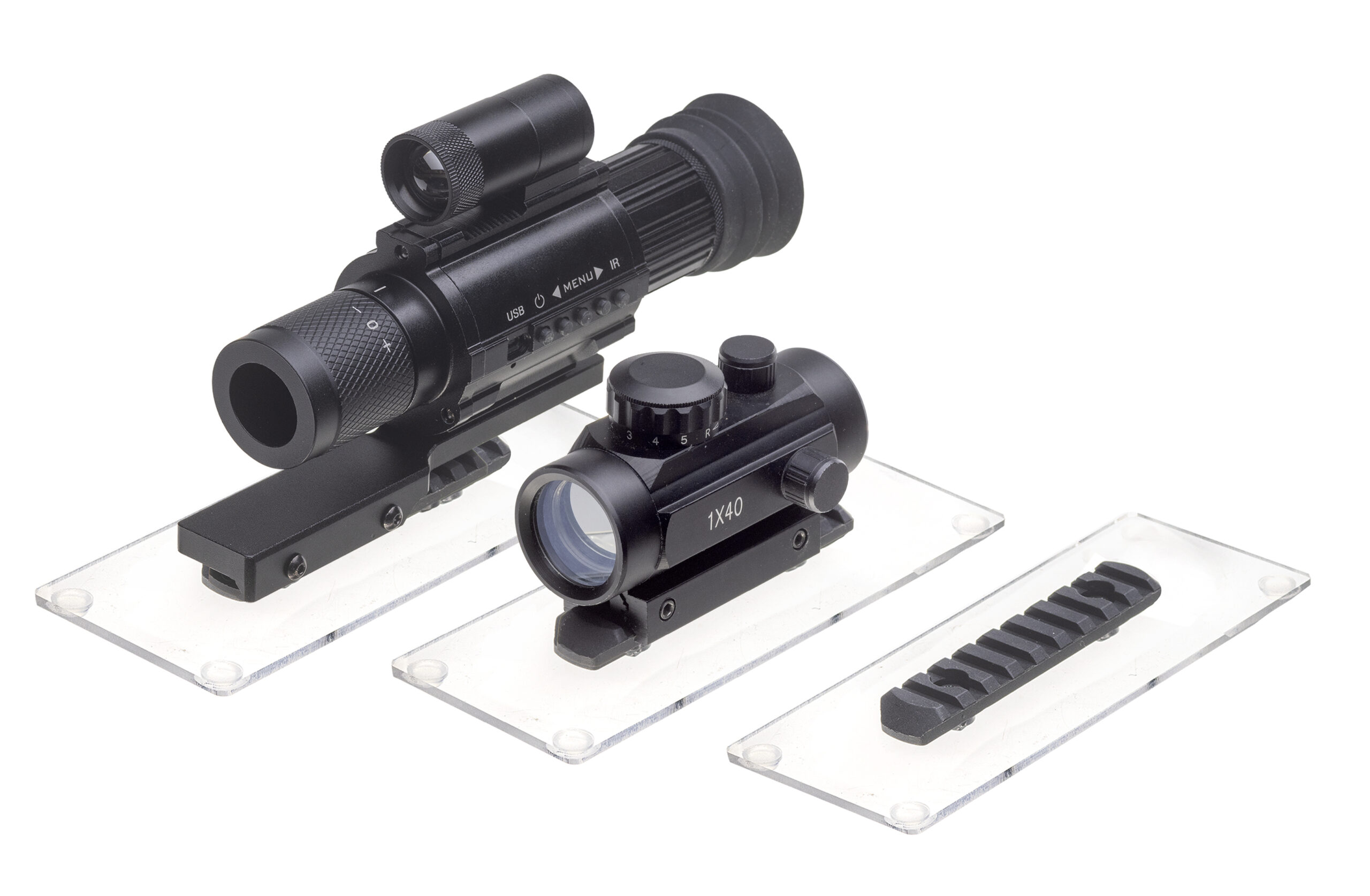 10-Pack - Single Scope Picatinny Rail  Display, 6" L x 2.50" W x .625" H (SKU: 6556-10)